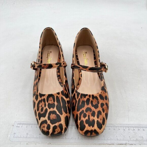 Milooey Leopard Closed Square Toe Mary Jane Chunky Low Heels Buckled Shoes - Picture 3 of 8